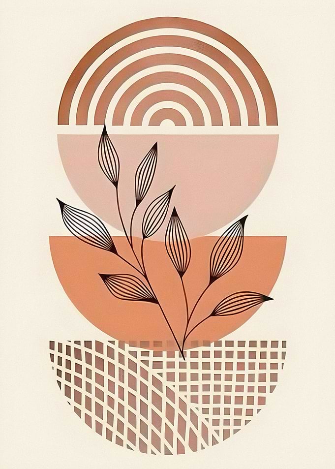 Abstract Botanical Mid-Century Modern Art