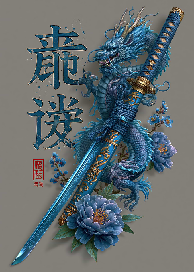 Blue Dragon and Katana