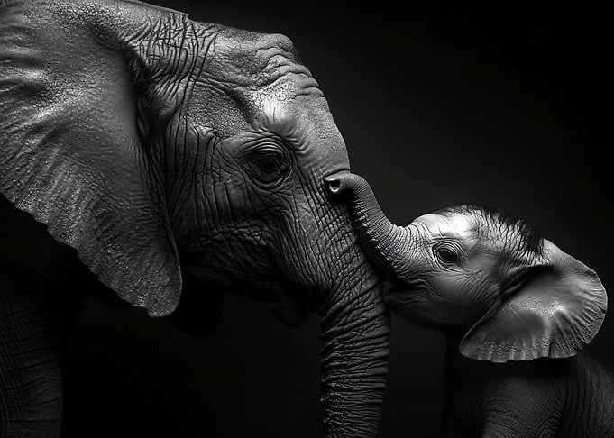 Mother and baby elephant