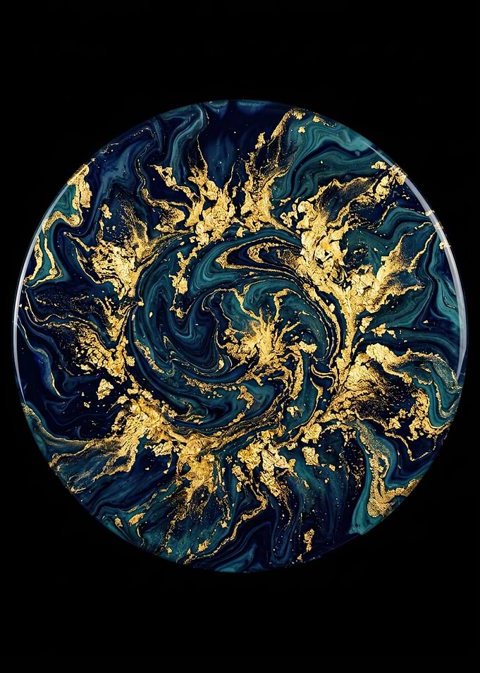 Abstract Swirls of Teal and Gold