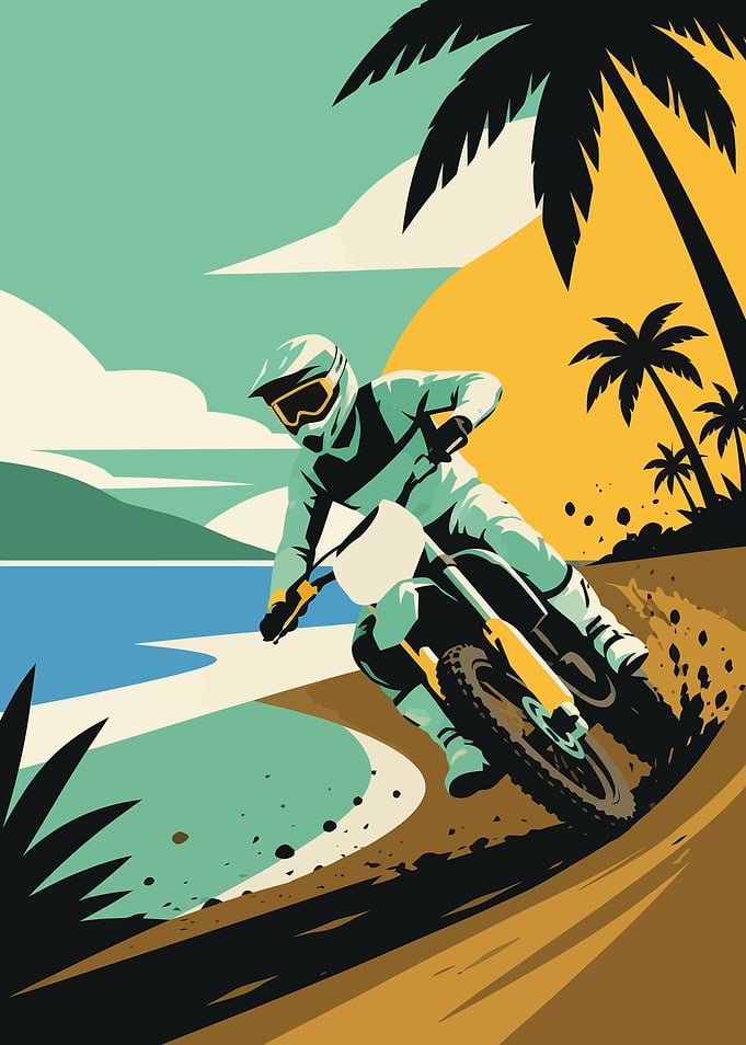 Motocross Rider on a Beach Track