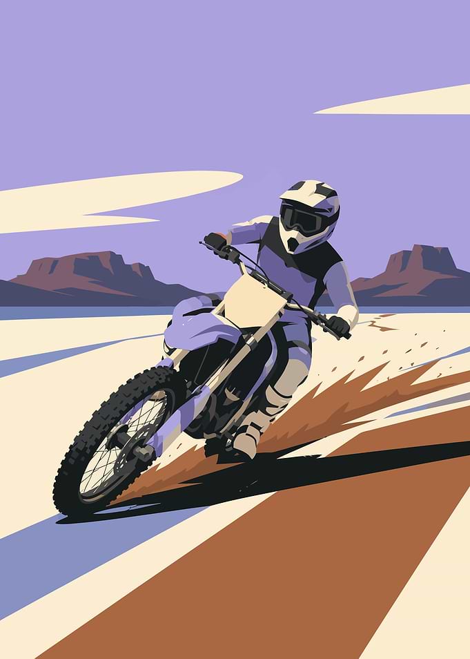 Motocross Rider in Desert Landscape