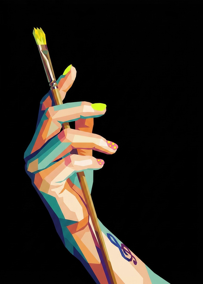 Hand Holding Paintbrush with Music Tattoo