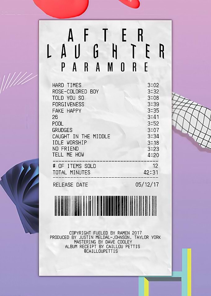 Paramore After Laughter Album Receipt