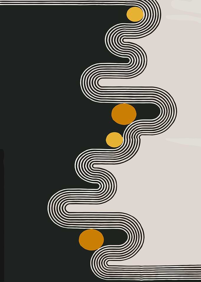 Abstract Wavy Lines and Circles