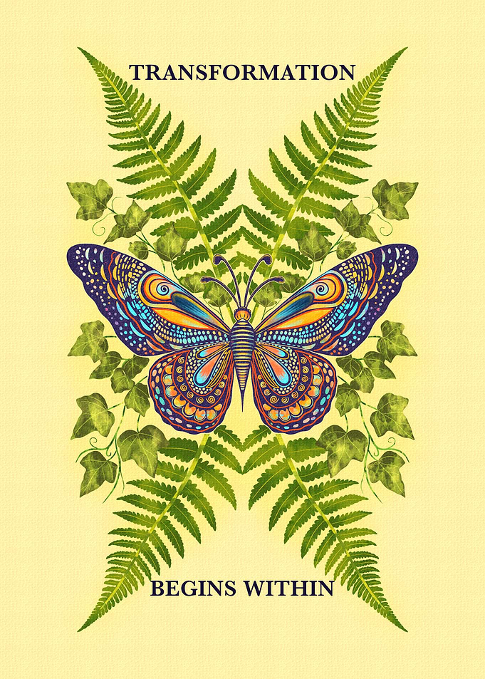 Transformation Begins Within – Ornate Butterfly Botanical Wall Art