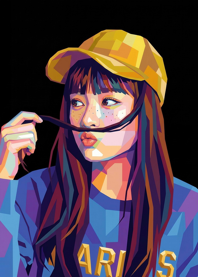 Pop Art Portrait of a Girl with a Hat