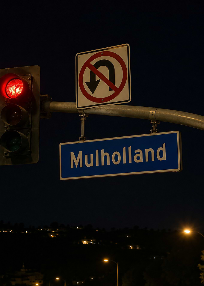 Mulholland Street Sign at Night