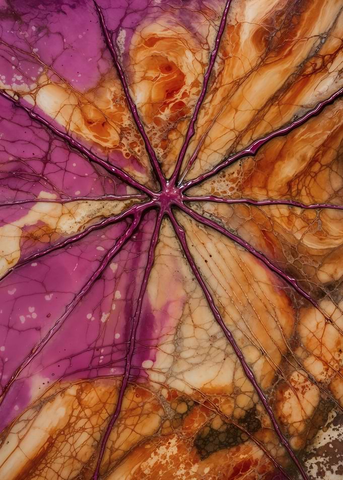 Purple Veins – Leaf Pattern Abstract – Abstract Porcelain #144