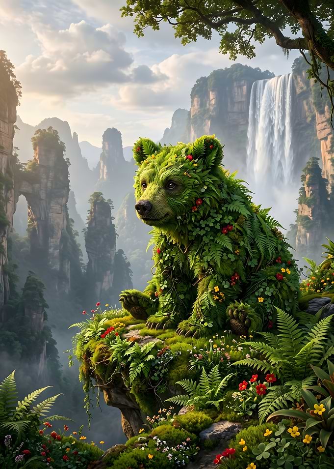 Bear in Mountain Landscape