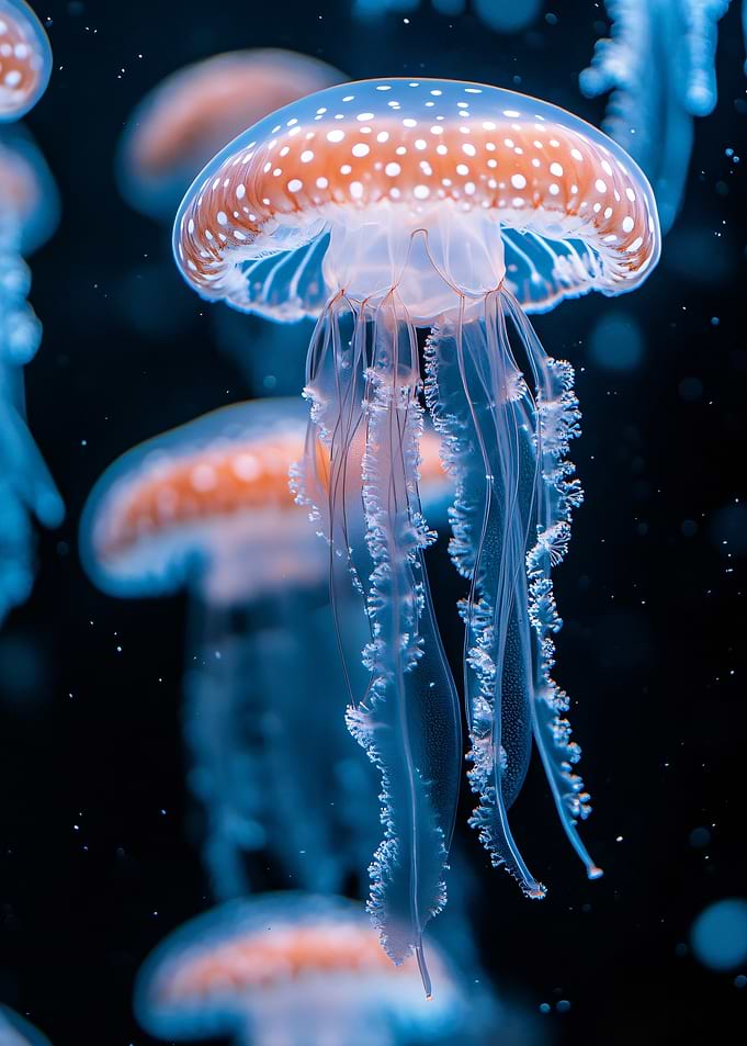 Jellyfish in Deep Blue Water