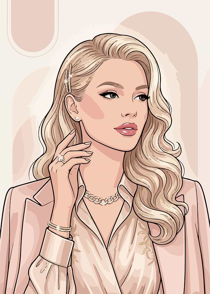 Elegant Woman with Blonde Wavy Hair