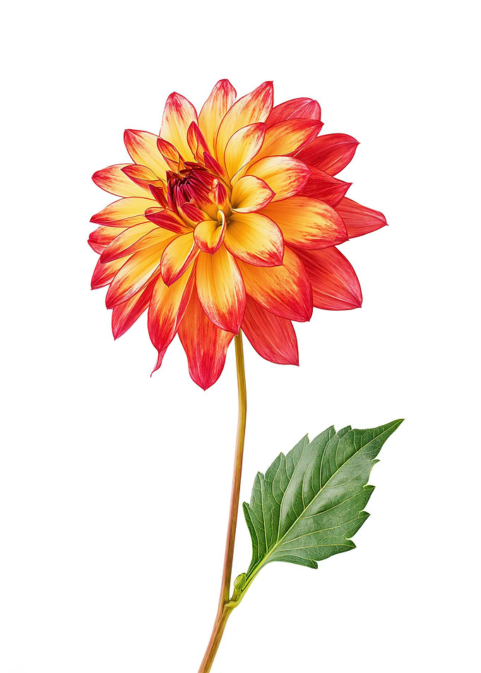 Red and Yellow Dahlia Flower
