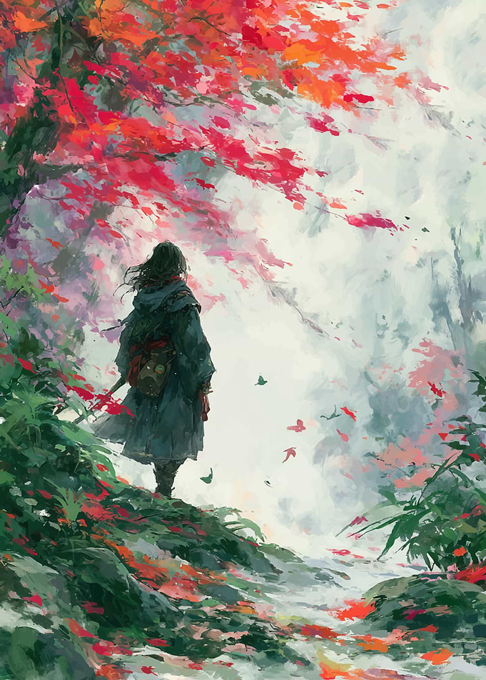 Samurai in Autumn Forest
