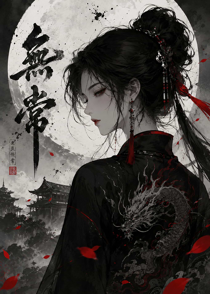 Mysterious Woman in Traditional Asian Attire
