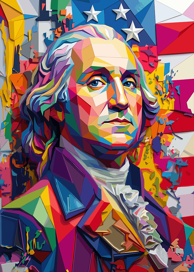Colorful Geometric George Washington Portrait