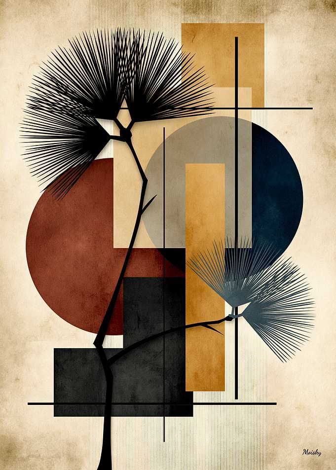 Japandi Kuromatsu Geometry No. 05 – Japanese Pine Wall Art