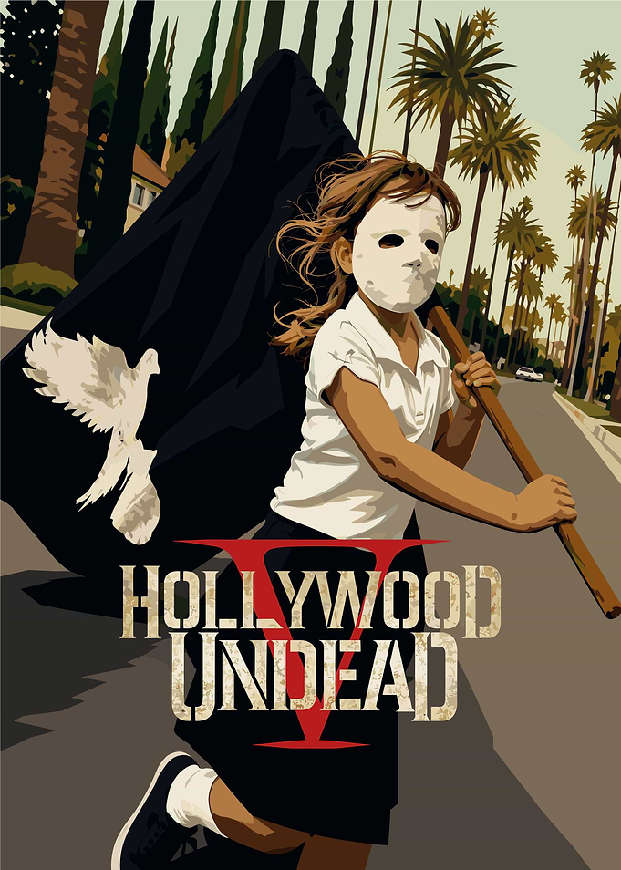Hollywood Undead girl with mask and flag