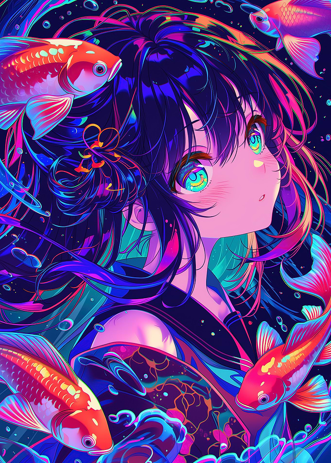 Girl with Koi Fish