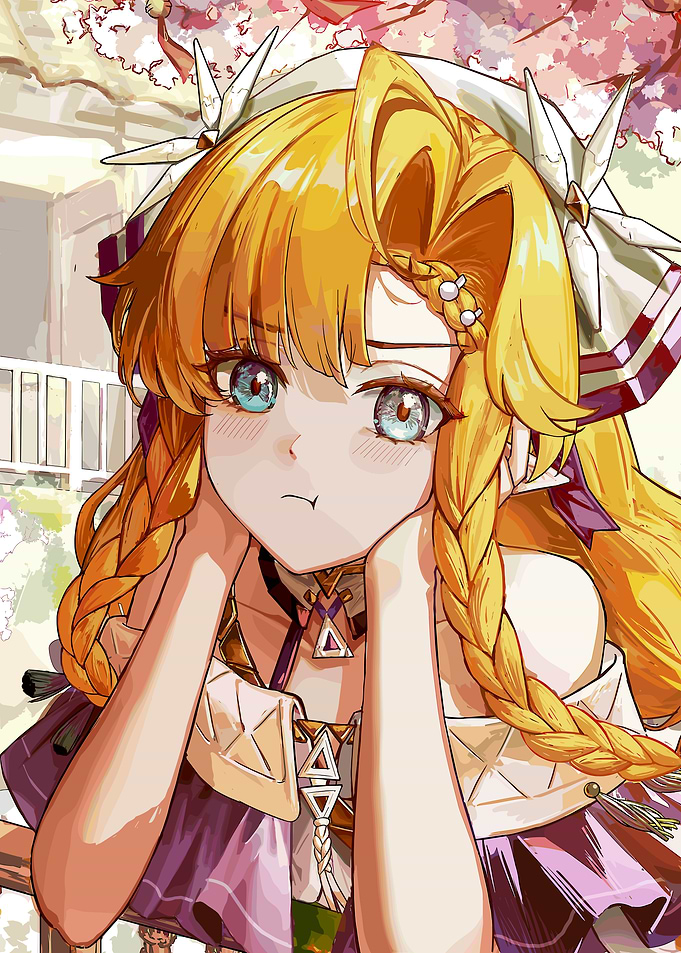 Anime Girl with Blonde Braids