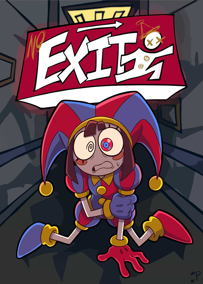 Pomni Jester Under No Exit Sign
