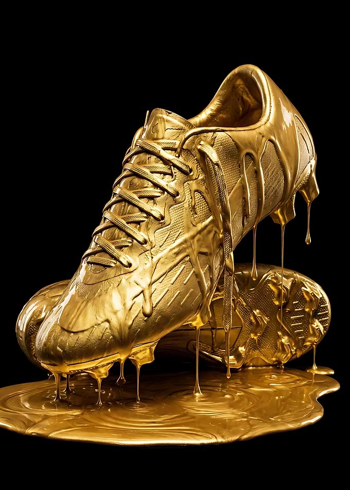 Golden Soccer Cleats Dripping Paint Soccer poster