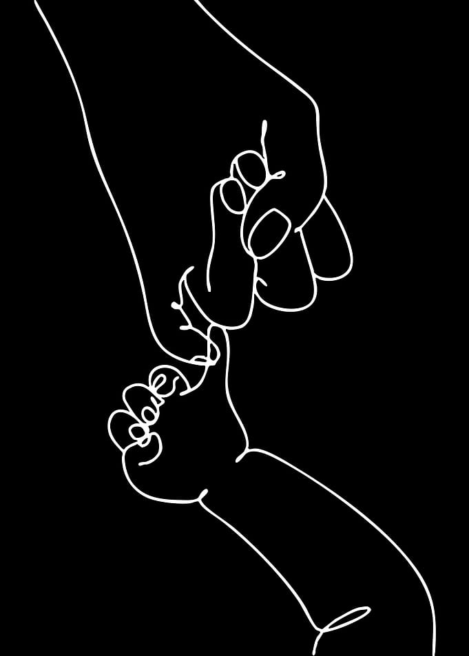 Parent and Child Holding Hands Line Art