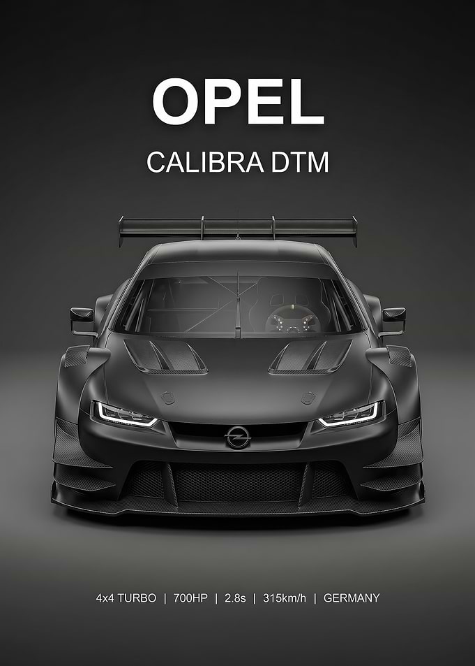 sleek black Opel Calibra DTM Race Car poster