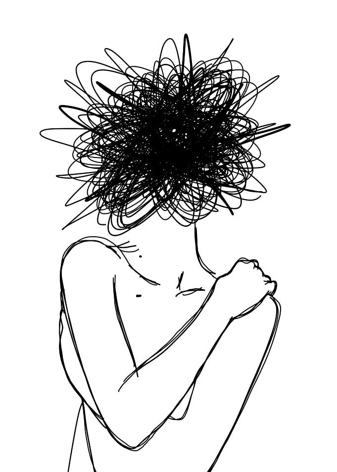 Person with tangled thoughts