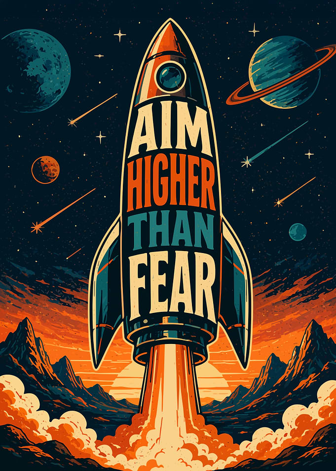Rocket Launch with Inspirational Text