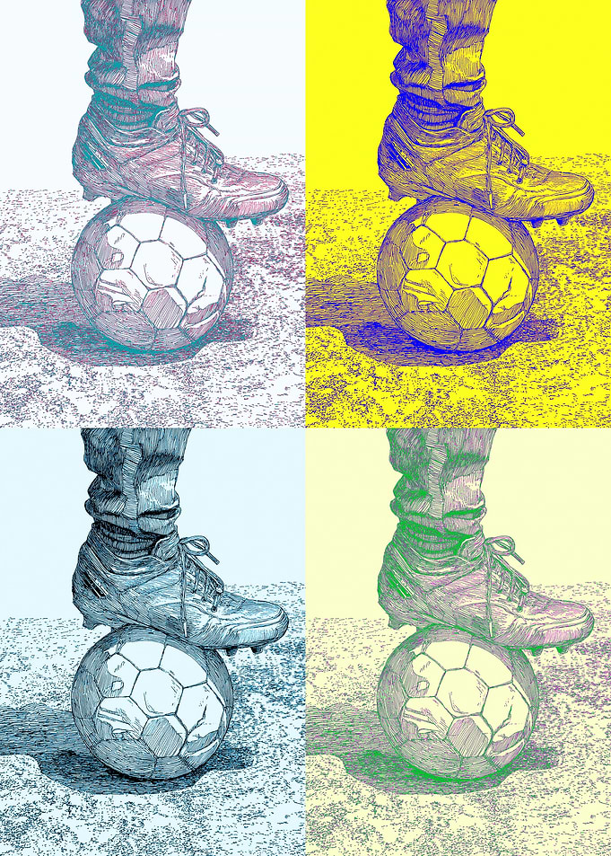 Pop Art Soccer Ball and Foot