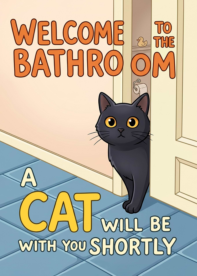 Fat Cat Welcome to the Bathroom Toilet art