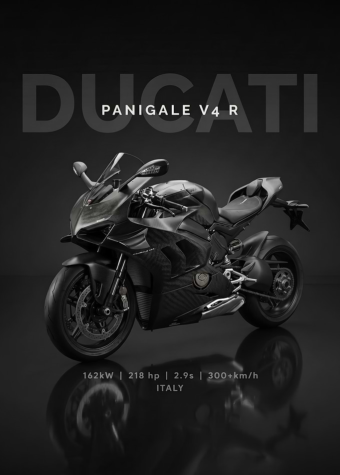 A sleek black Ducati Panigale V4 R Motorcycle