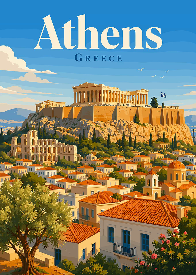 Athens, Greece Travel Poster