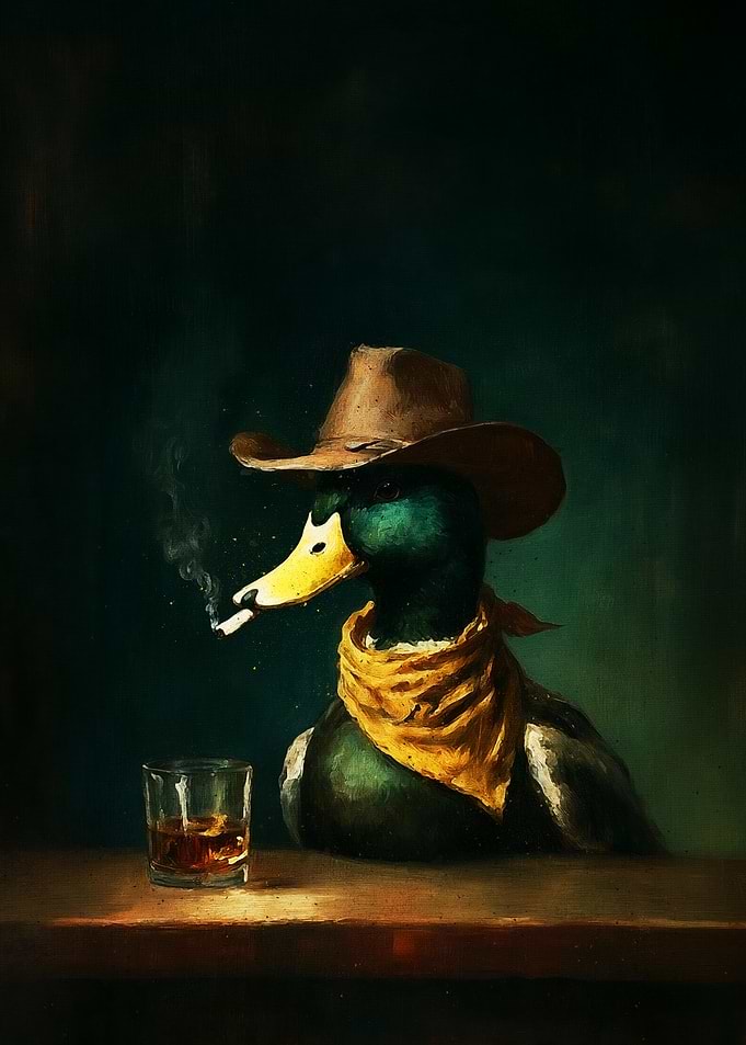 Cowboy Duck with Whiskey and Cigarette