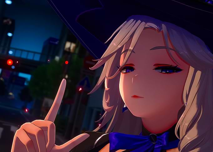 Anime Witch in City at Night