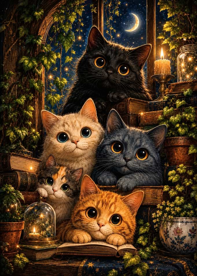 Enchanted Feline Gathering