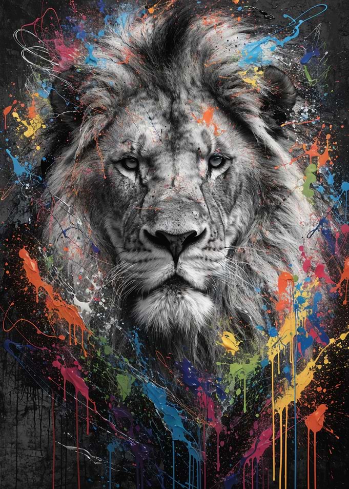 Colorful Lion Splash Art