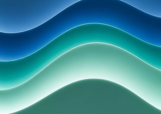 Abstract Wavy Blue and Green Layers