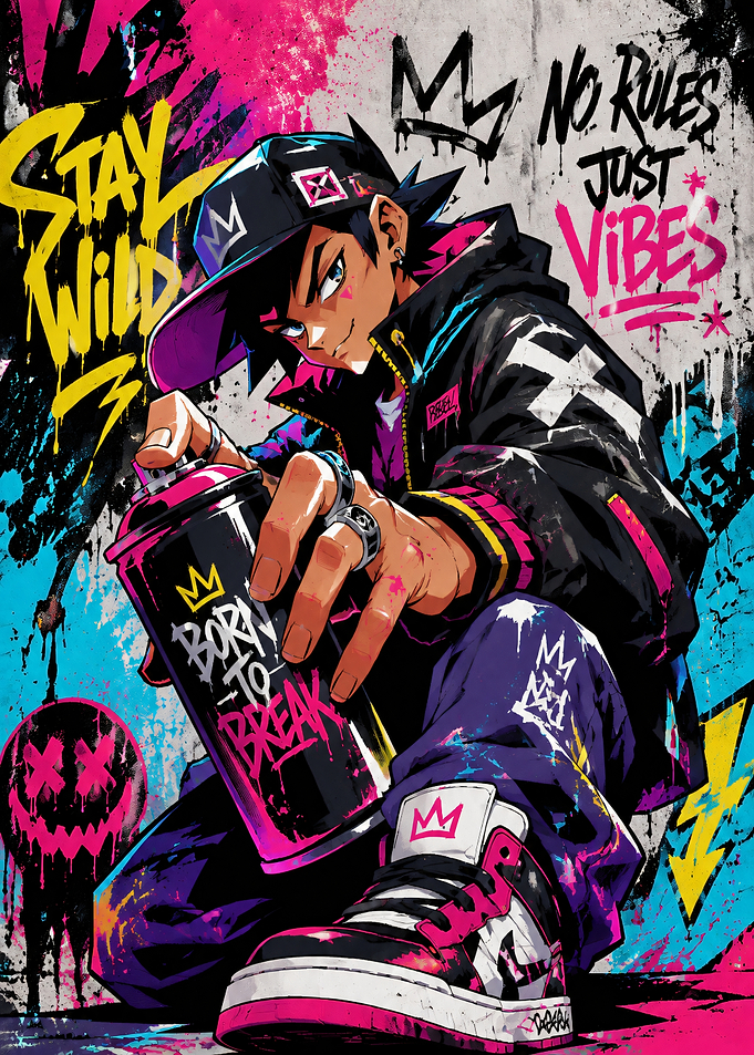 Anime Graffiti Artist with Spray Can