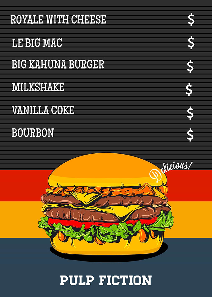 Pulp Fiction Menu Burger