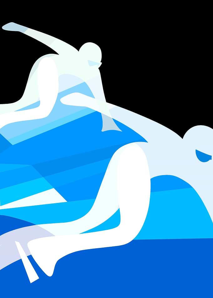 Abstract Sportive Figures on Blue