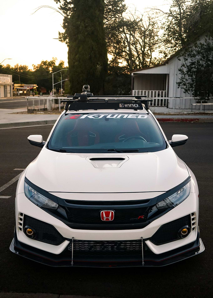 White Honda Civic Type R with Roof Rack