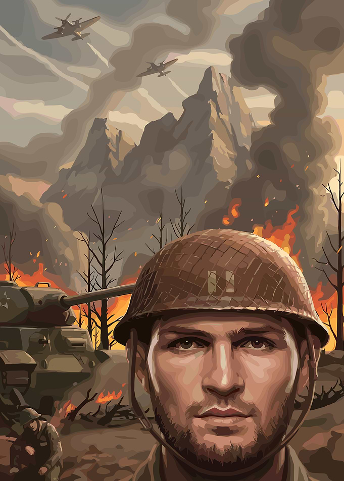 Khabib Nurmagedov Soldier in a War Zone