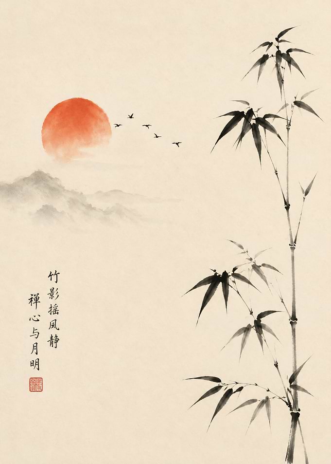 Zen Bamboo and Sunrise