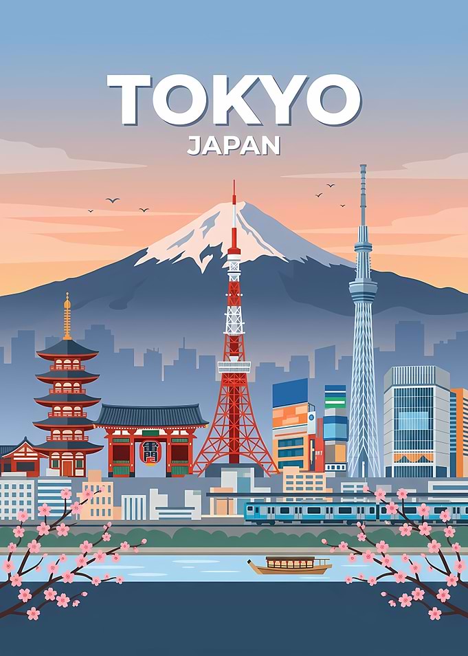 Tokyo Cityscape with Mount Fuji