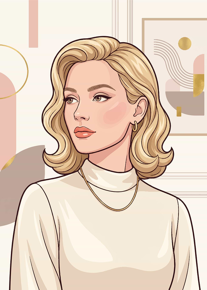 Elegant Woman in Modern Art Setting