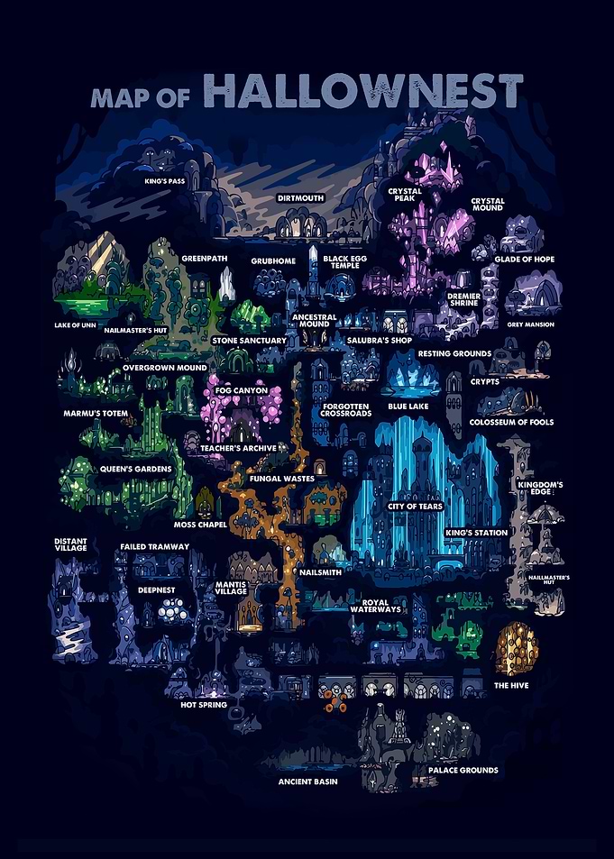 Map of Hallownest Hollow Knight map