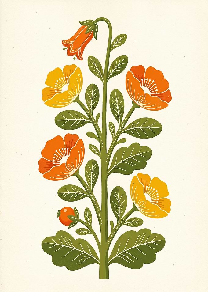 Folk Art Floral Illustration