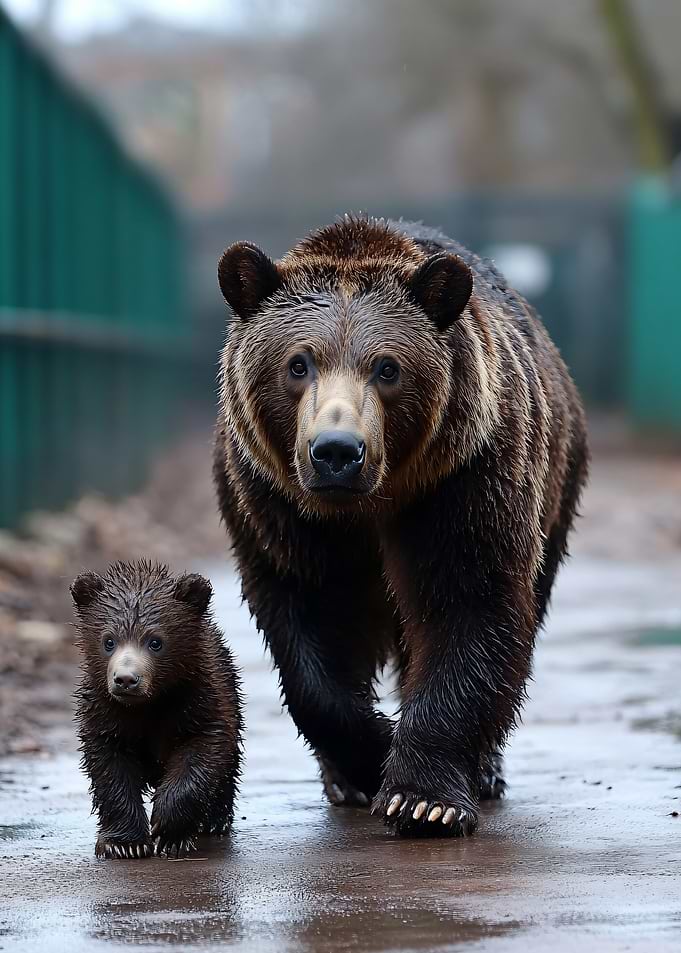 Mother Bear and Cub Walking